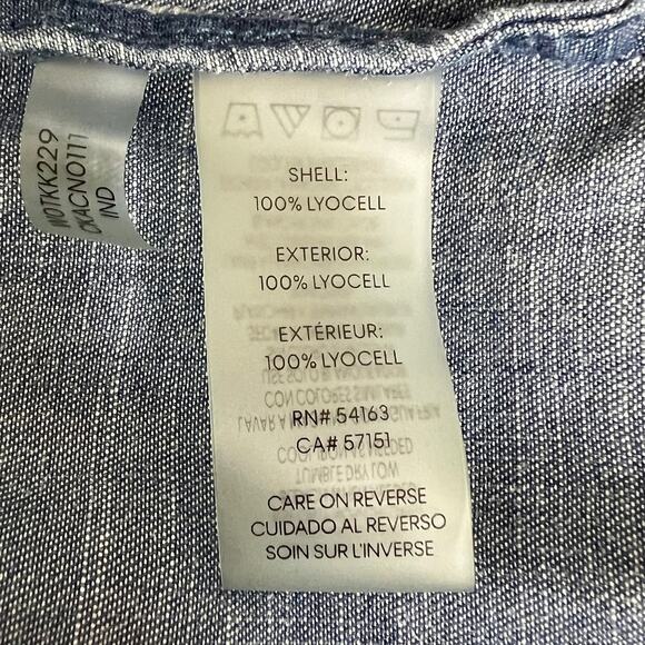 Calvin Klein Womens 3X Cropped Pants Blue Chambray Lyocell Self Tie Belt Pockets - Picture 5 of 5